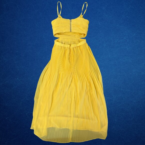 ALI & JAY for the Gram chiffon yellow pleated midi dress La La Land - Picture 2 of 2